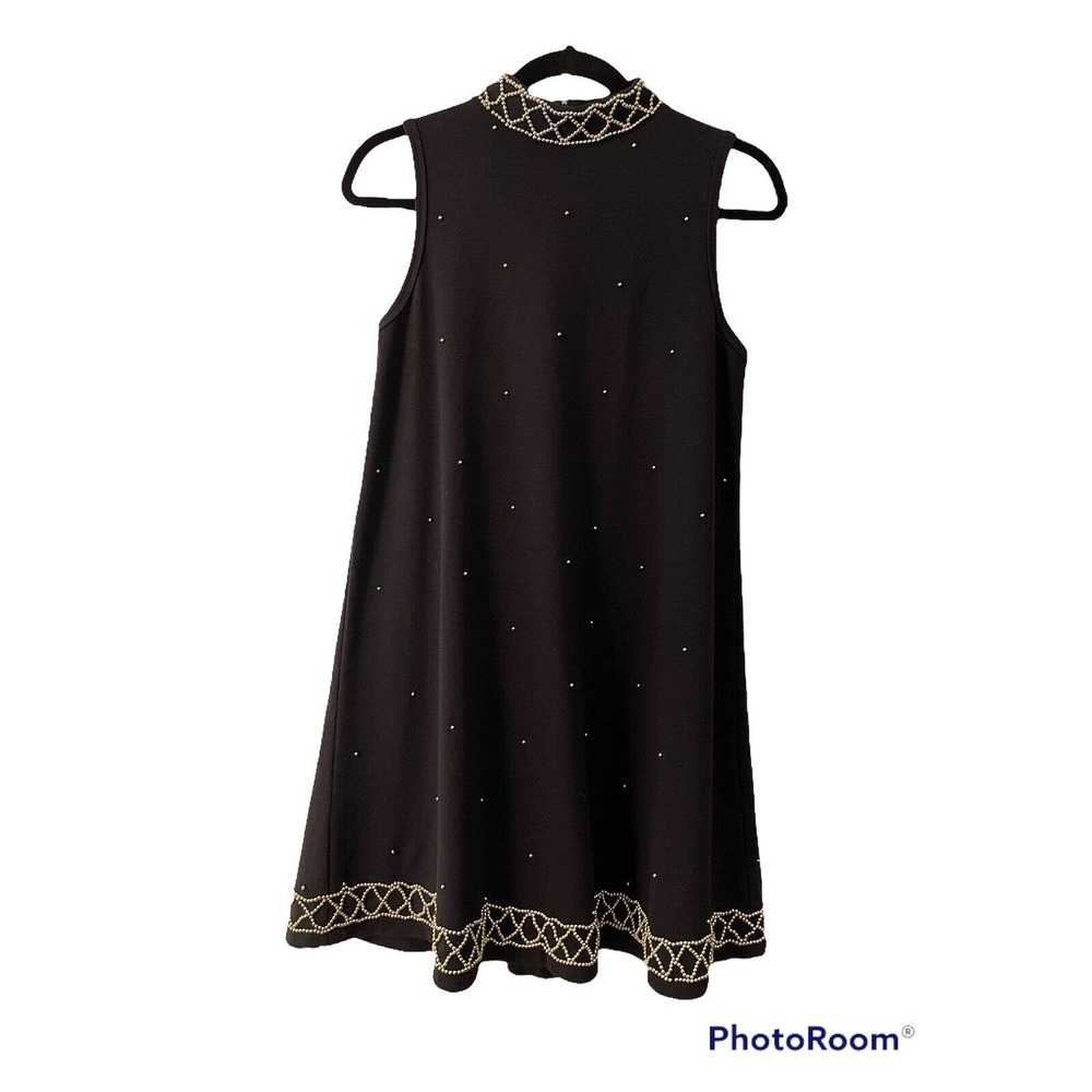 Womens' CDC Vintage Little Black Dress With Gold Beads, Size 6